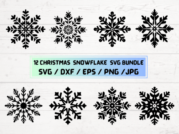 12 CHRISTMAS Snowflake SVG Bundle