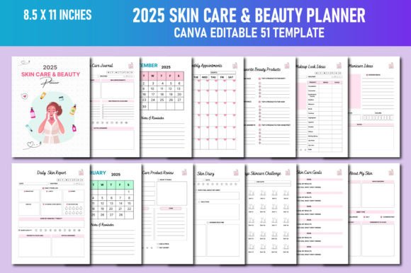 2025 Skin Care Beauty Planner Canva