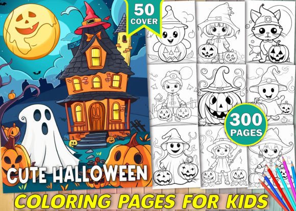 300 Cute Halloween Coloring Pages Kdp
