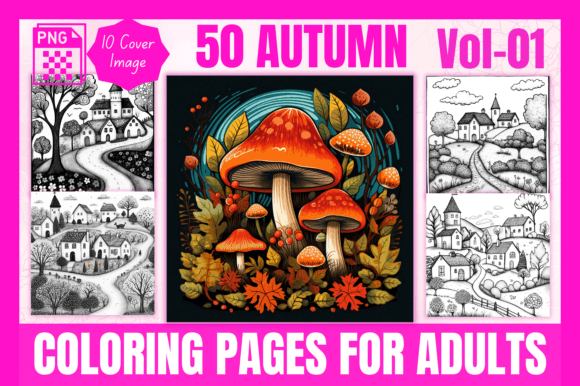 50 Autumn Coloring Pages for Adults V-01