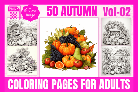 50 Autumn Coloring Pages for Adults V-02