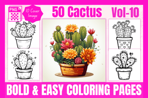 Cactus - Bold Easy Coloring Pages V-10: A Strategic Asset for Creative Entrepreneurs and KDP Publishers