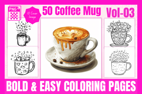 Coffee - Bold Easy Coloring Pages V-03